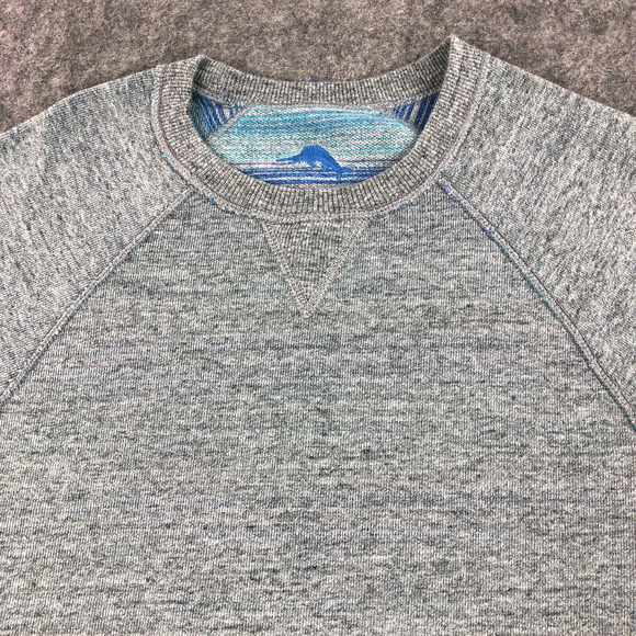 Tommy Bahama Sweater Mens Small Blue Gray Striped Crew Neck 100% Cotton - Picture 14 of 16